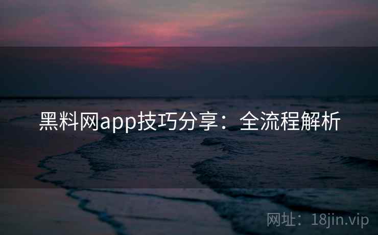 黑料网app技巧分享：全流程解析